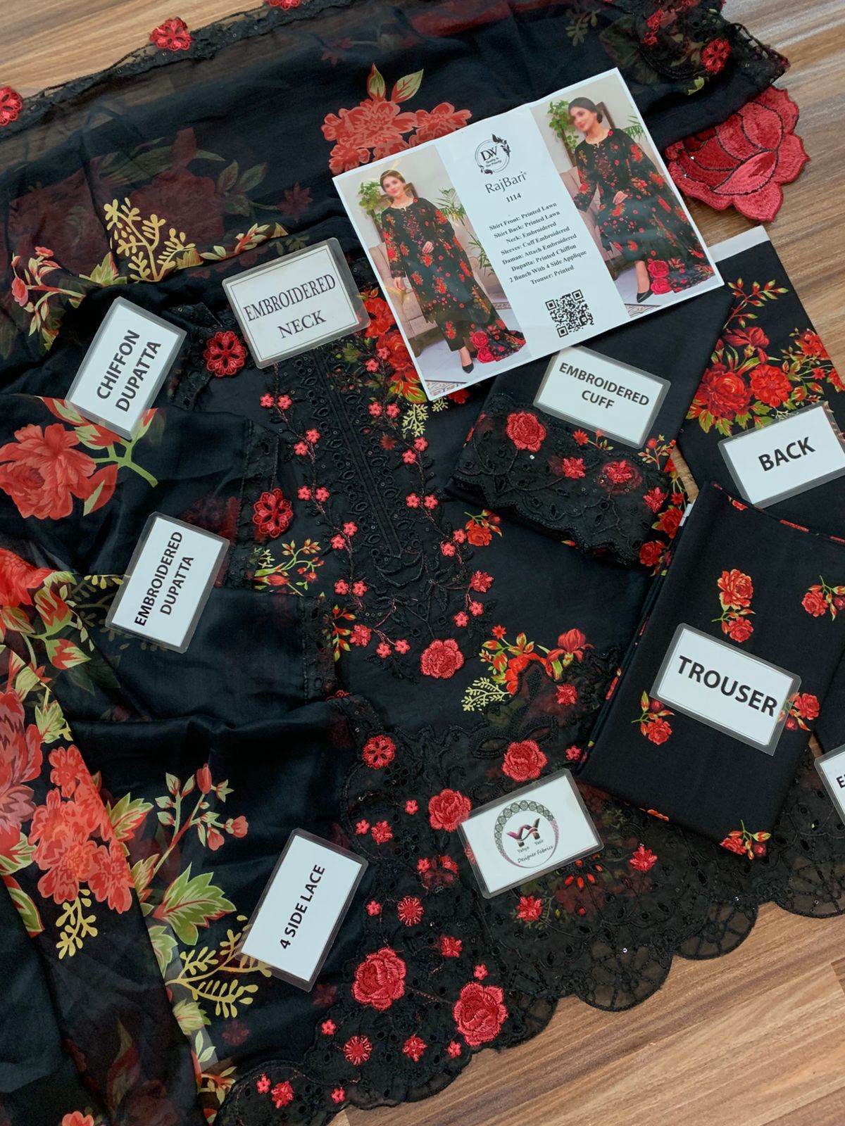 RajBari Printed Embroidered Lawn 3PC Unstitched Memon Clothes